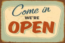 Blechschild-COME IN WE`RE OPEN